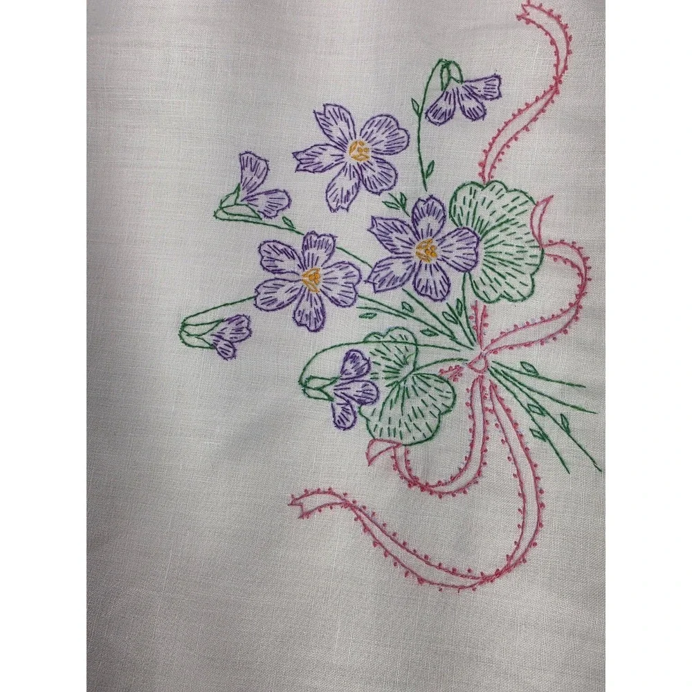 Vintage JC Penney Muslin Pillow Cases x 2 Cross Stitch Cotton Polyester MCM READ